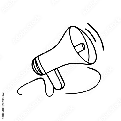 Outline of a megaphone emitting sound waves in simple design  