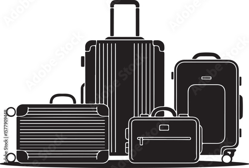 Black luggage travel cases collection suitcase