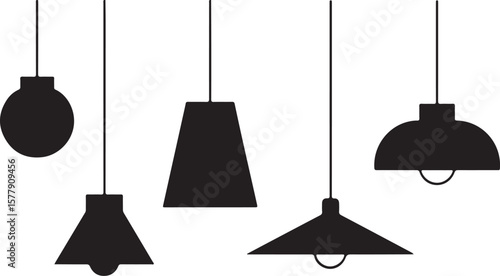 Black pendant lamps various shapes lighting interior design