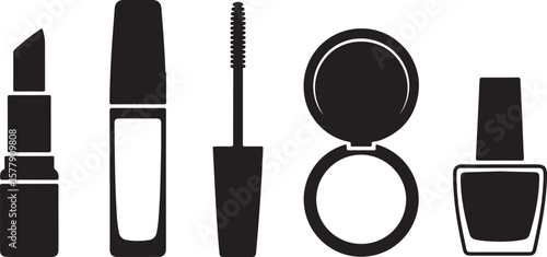 Makeup essentials lipstick mascara compact nail polish