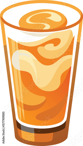 Refreshing Orange Creamsicle Drink in a Glass, Summer Beverage, Cold Dessert, Sweet Treat, Delicious, Tasty,...