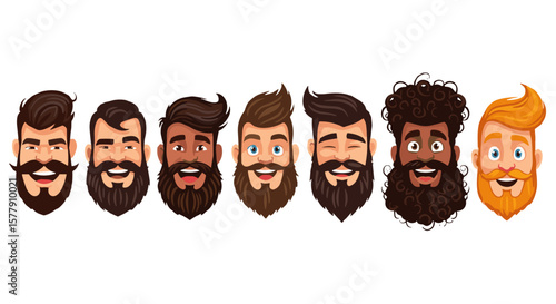 Diverse styles of bearded men with friendly expressions for World Beard Day  