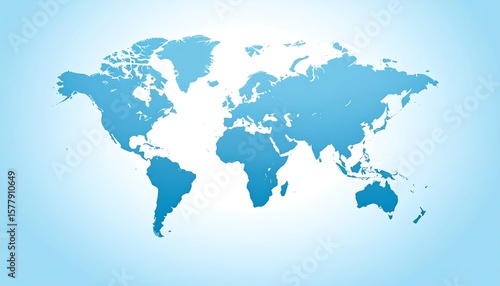 Wallpaper Mural Light-blue world map Torontodigital.ca