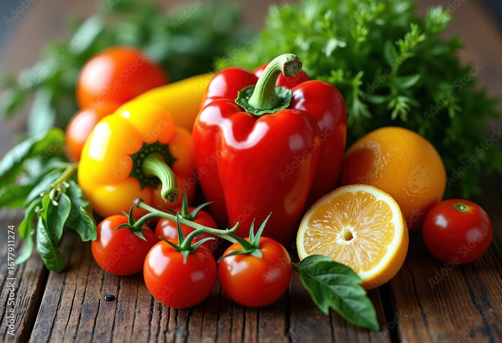 vibrant colorful food ingredients textured wood fresh produce culinary composition, vegetable, herb, fruit, salad, garlic, pepper, tomato, onion, cuisine vibrant colorful food ingredients textured wood fresh produce culinary composition, vegetable, herb, fruit, salad, garlic, pepper, tomato, onion, cuisine