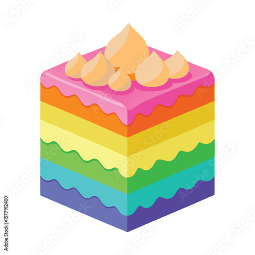 Delectable cartoon vector illustration of a birthday cake with fruit, cream, and chocolate, perfect for any sweet celebration design
