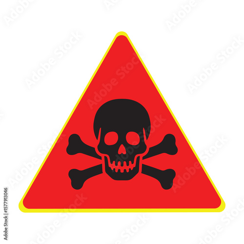 Skull and crossbones danger sign warning symbol illustration