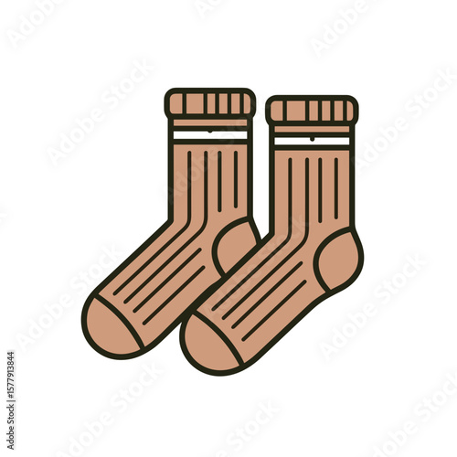 Pair of warm socks in simple brown flat illustration