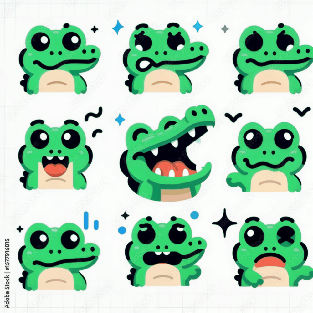 Fototapeta premium set of funny cartoon crocodile