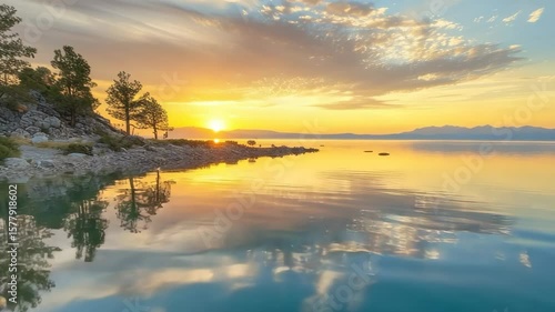 Wallpaper Mural Sunrise reflections on calm lake Torontodigital.ca