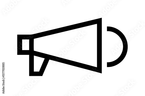 Megaphone Icon: A stark, minimalist illustration of a megaphone, a powerful symbol of announcement and amplification. Perfect for conveying messages of impact, promotion, and announcements. 