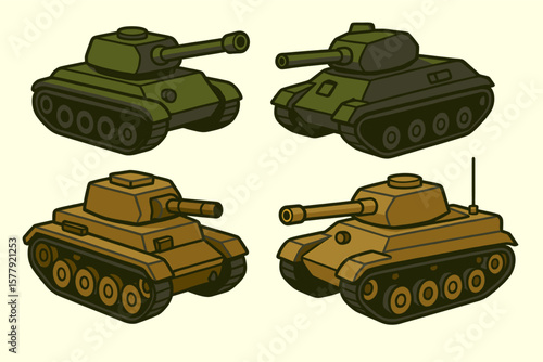Collection of Stylized Cartoon Tanks