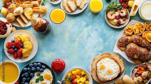 Wallpaper Mural Delicious Breakfast Spread with Variety of Food and Beverages Torontodigital.ca