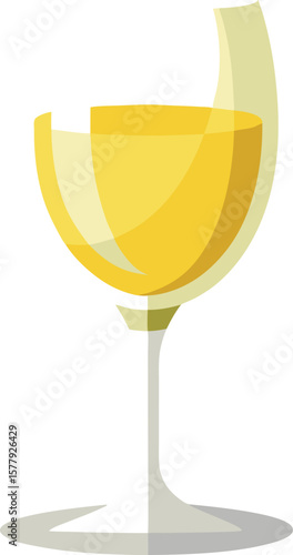 Herbal Tea Steam Aromatics Elegant Glass of White Wine, Simple Minimalist Design, Vector Illustration for Menu or Restaurant Branding