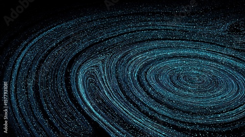 Abstract top down design of glowing plankton flow glowing spiral motion dark water ideal for marine science backgrounds or futuristic ocean visuals