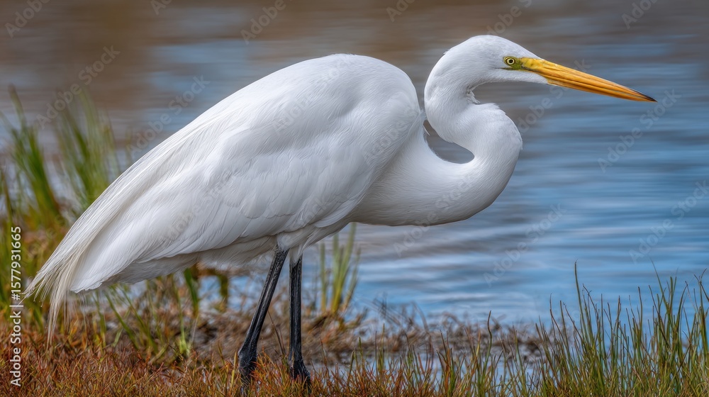 Fototapeta premium Heron by water