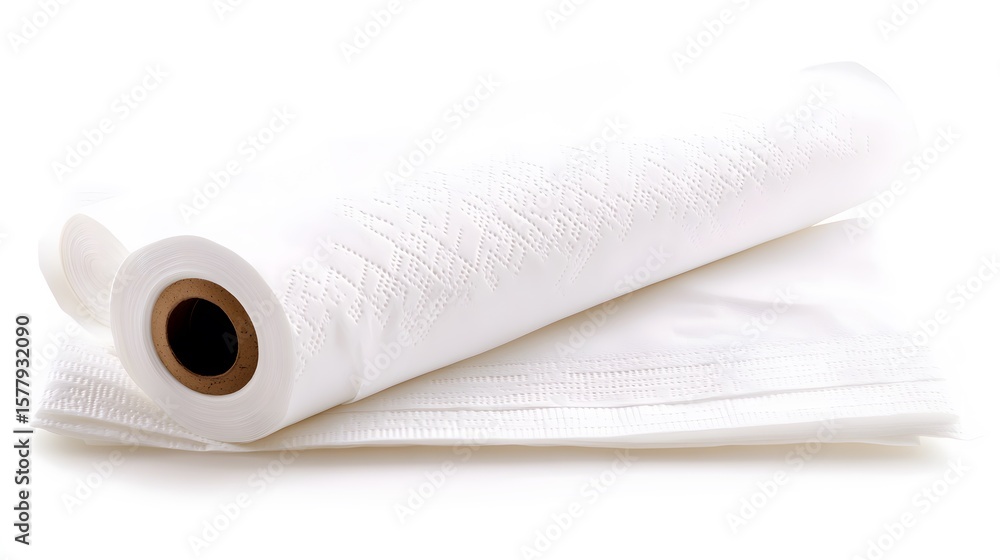 Fototapeta premium White Paper Napkins Roll Embossed Texture Clean