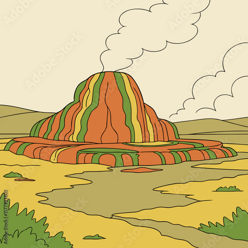 Colorful Fly Geyser erupting in Nevada, capturing natural wonder and uniqueness.