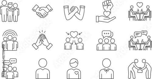 Collaboration teamwork relationship connection partnership communication vector icons