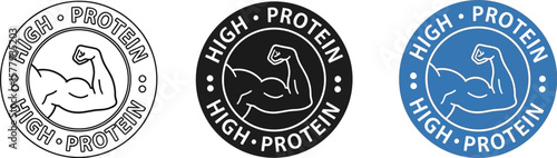 High protein food label vector illustration for health and fitness diet