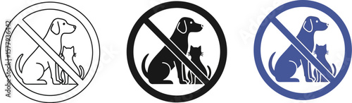 No pets allowed sign vector illustration dogs and cats prohibited area symbol