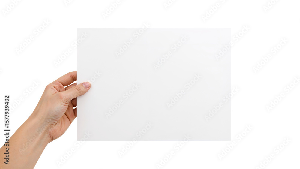 Obraz premium Hand holding blank paper Isolated on Transparent Background PNG