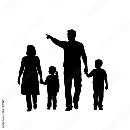 Family Silhouette Walking Together