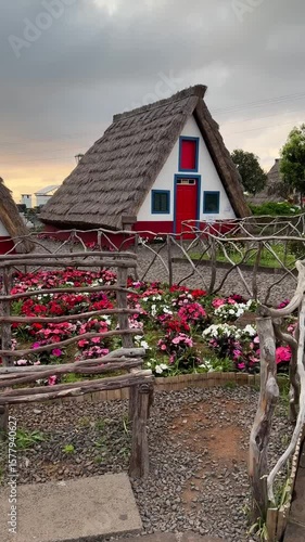 Traditional Madeiran colorful houses 