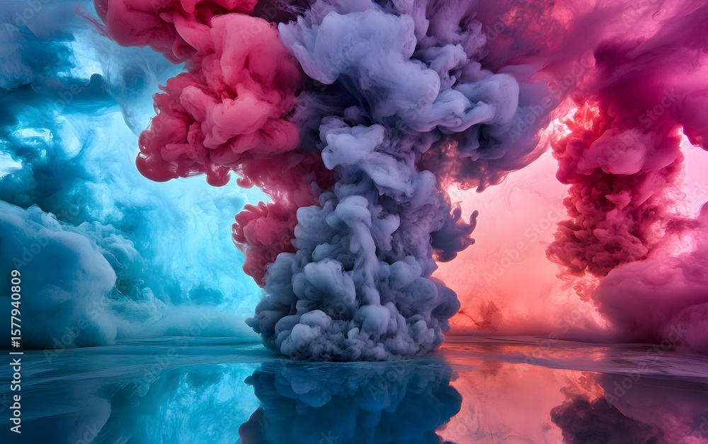 Obraz premium Abstract Colorful Ink Cloudscape Reflection
