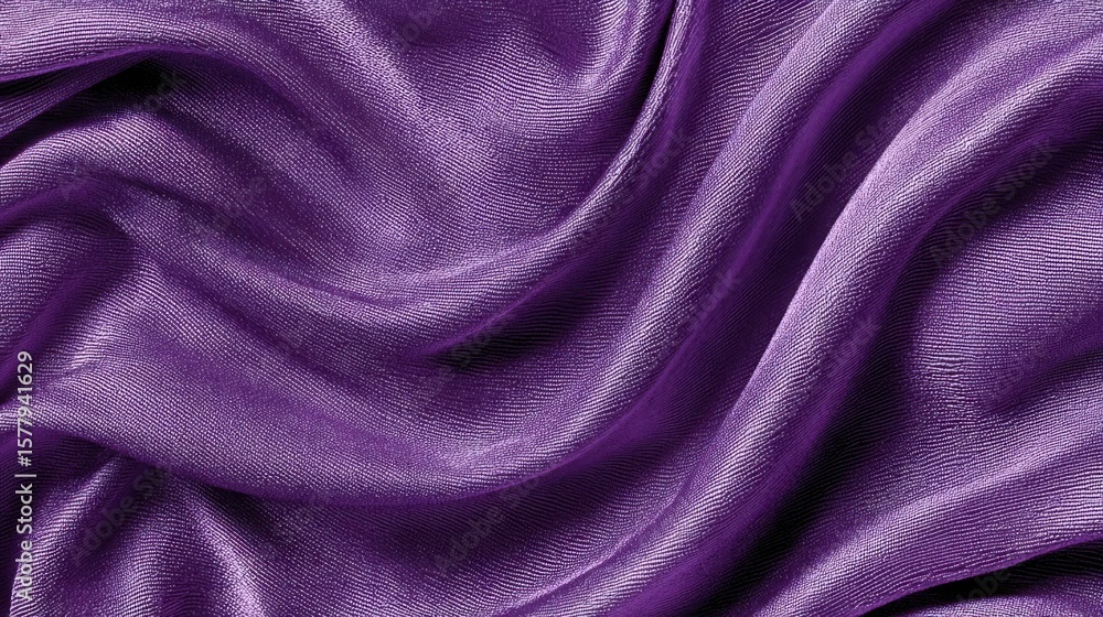 Fototapeta premium Waves of Elegance: Purple Fabric Texture with Grunge Silk and Velvet Folds