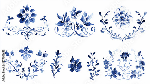 White And Blue Chinoiserie Style Florals