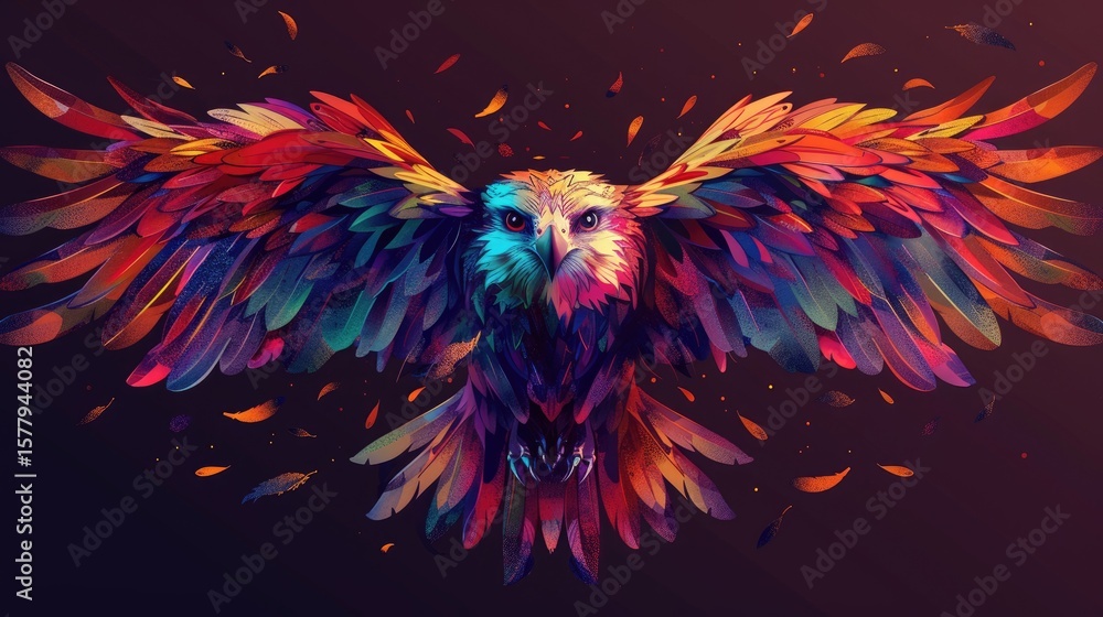 Fototapeta premium Colorful Abstract Eagle with Vibrant Wings