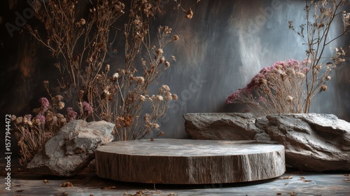 Earthy Elegance: Natural Material Podium for Product Display

