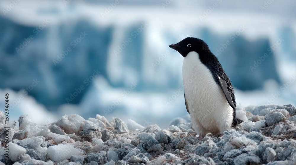 Obraz premium A penguin on ice