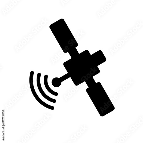 satellite icon, simple flat style, vector illustration, symbol, design logo template pictogram, for ui or ux isolated on white for mobile app, editable