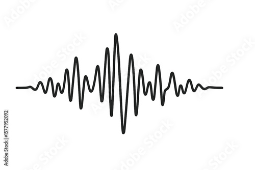 Vector illustration of audio equalizer technology and pulse musical, featuring black music sound waves isolated on a white background