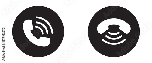 Phone call icon accept and decline. Phone icon. Answer and hang up the phone icon. Accept and decline incoming call symbol vector set. Phone call icon answer, accept and decline call symbol set.