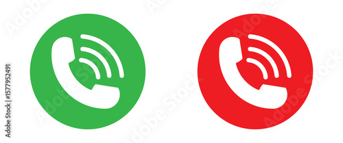 Phone call icon accept and decline. Phone icon. Answer and hang up the phone icon. Accept and decline incoming call icon vector set. Phone call icon answer, accept and decline call icons set. 