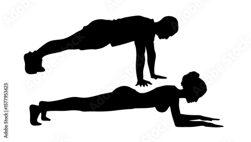 Push-Up Silhouette PNG – Transparent Background Fitness Graphic