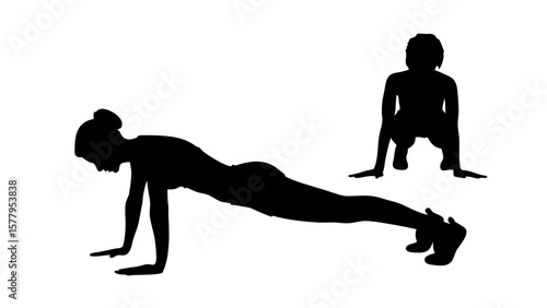 Push-Up Silhouette PNG – Transparent Background Fitness Graphic