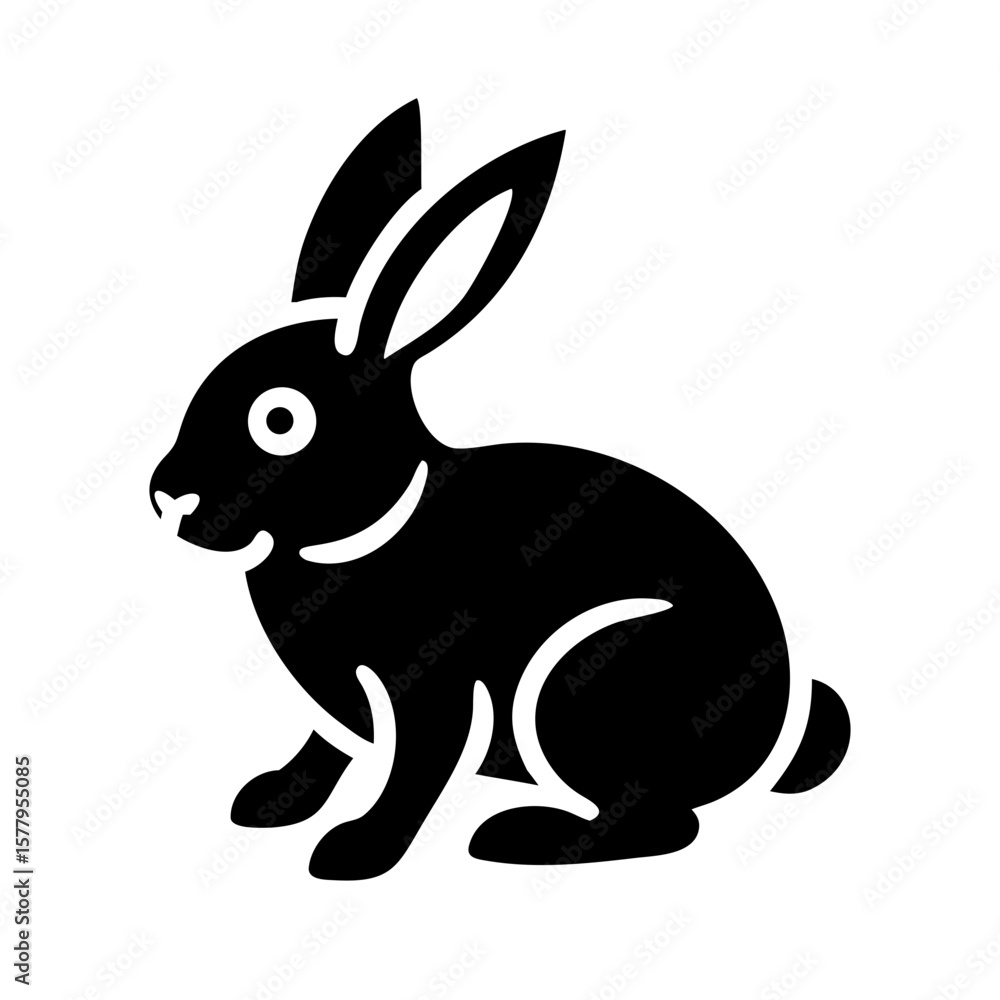 Obraz premium Rabbit Pictogram Animal Icon in Minimalist Style