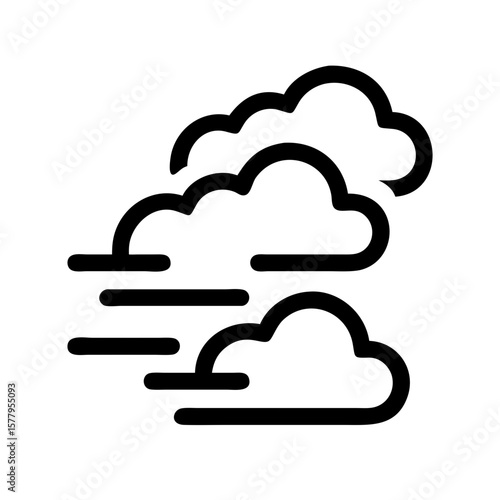 Wind Cloud Pictogram Weather Icon in Minimalist Style

