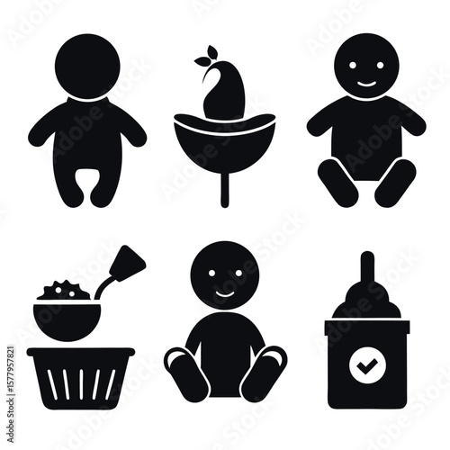 Baby Care and Newborn Essentials Vector Icons Set - Child Development and Parenting Symbols