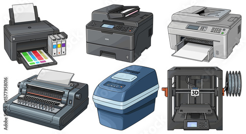 Variety of Printers Displayed.