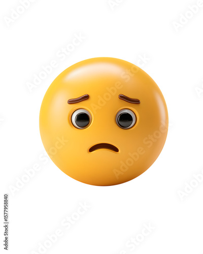 Disappointed, 3D emoji style, expressive facial illustration, isolated on white background 