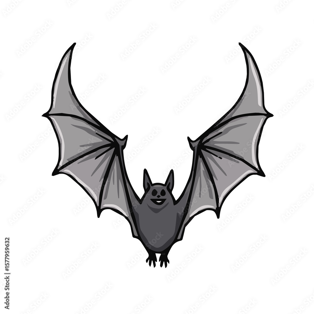 Fototapeta premium Cheerful bat flying with wide wings and a joyful expression on a transparent background