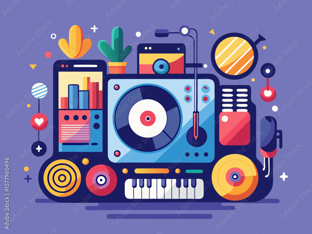 Fototapeta premium Vector Music Pack – Instruments, Notes, Audio Scenes and Sound Design Elements