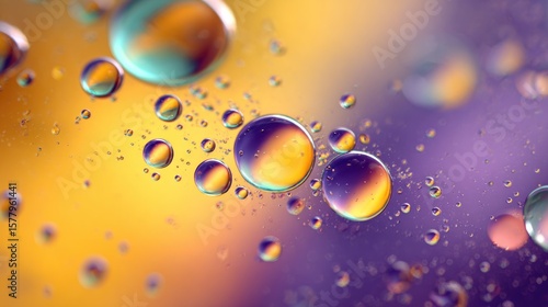 Colorful oil droplets on water