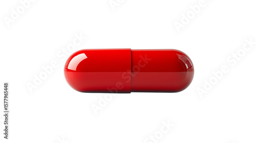 A red capsule pill, isolated on a white or transparent background, shown in high-resolution PNG format.
