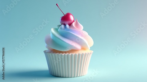 Colorful cupcake with cherry