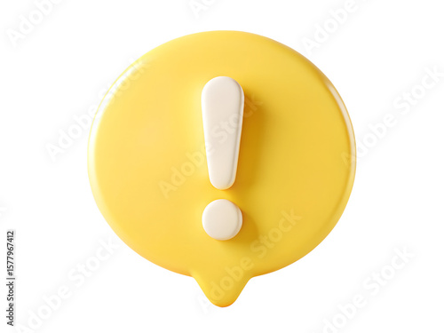Yellow Speech Bubble with Exclamation Mark on Transparent Background